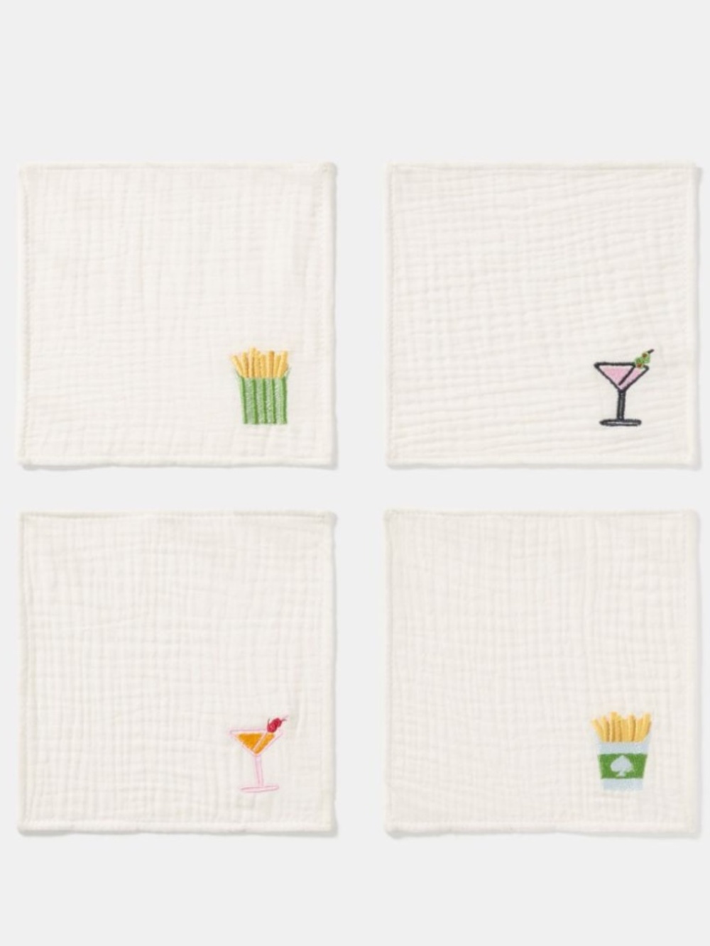 New Cotton Cocktail Napkins 4pcs 6" x 6"